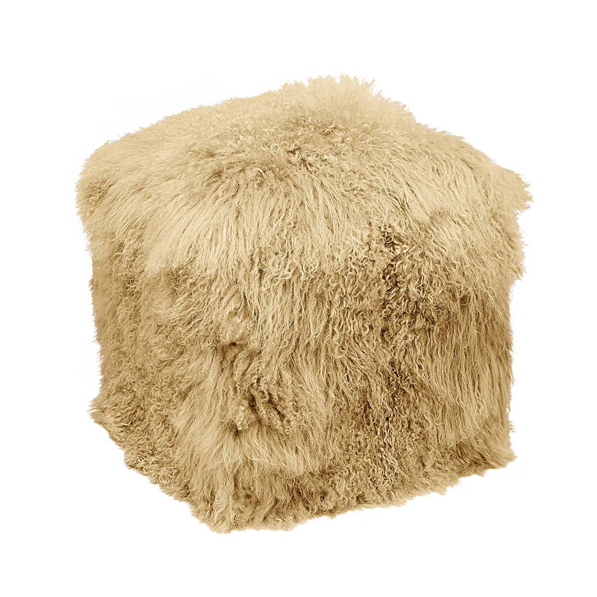 Tibetan Lamb Pouf Champagne 18x18x18