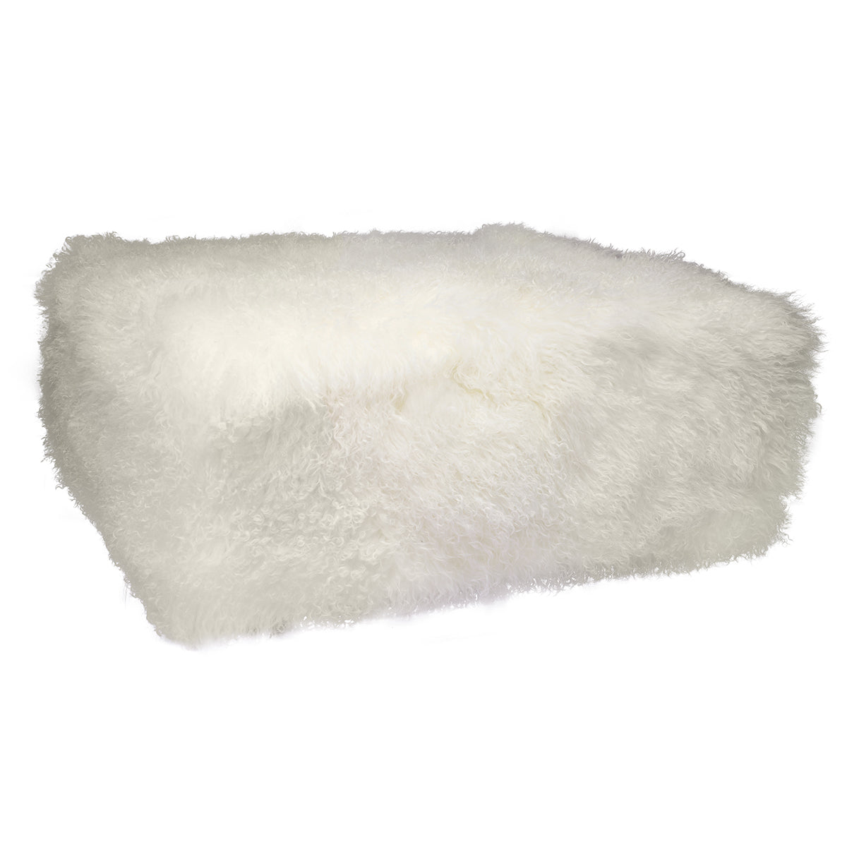 Square Tibetan Lamb Ottoman 36"  White