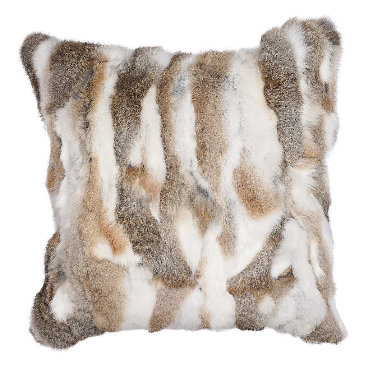 Rabbit Fur Pillows - Brown Pieced