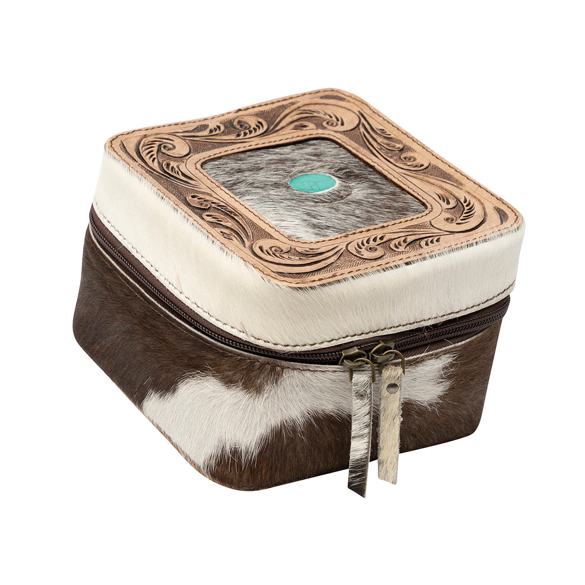 Cowhide with Embossed Leather Jewelry Box