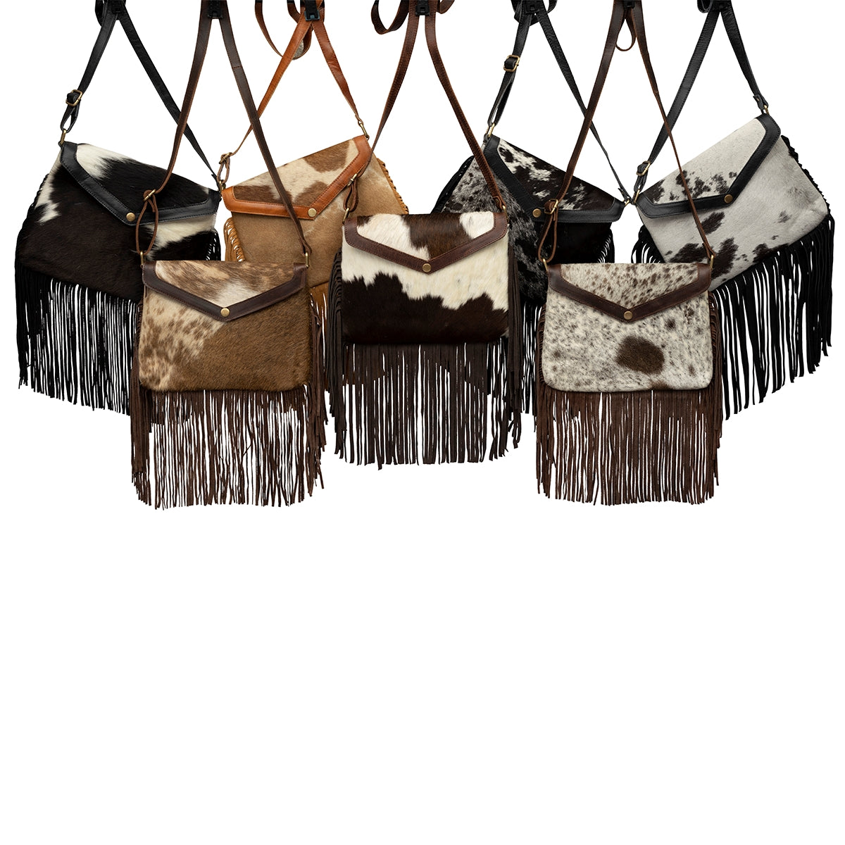 Cowhide Envelope Fringe Purse