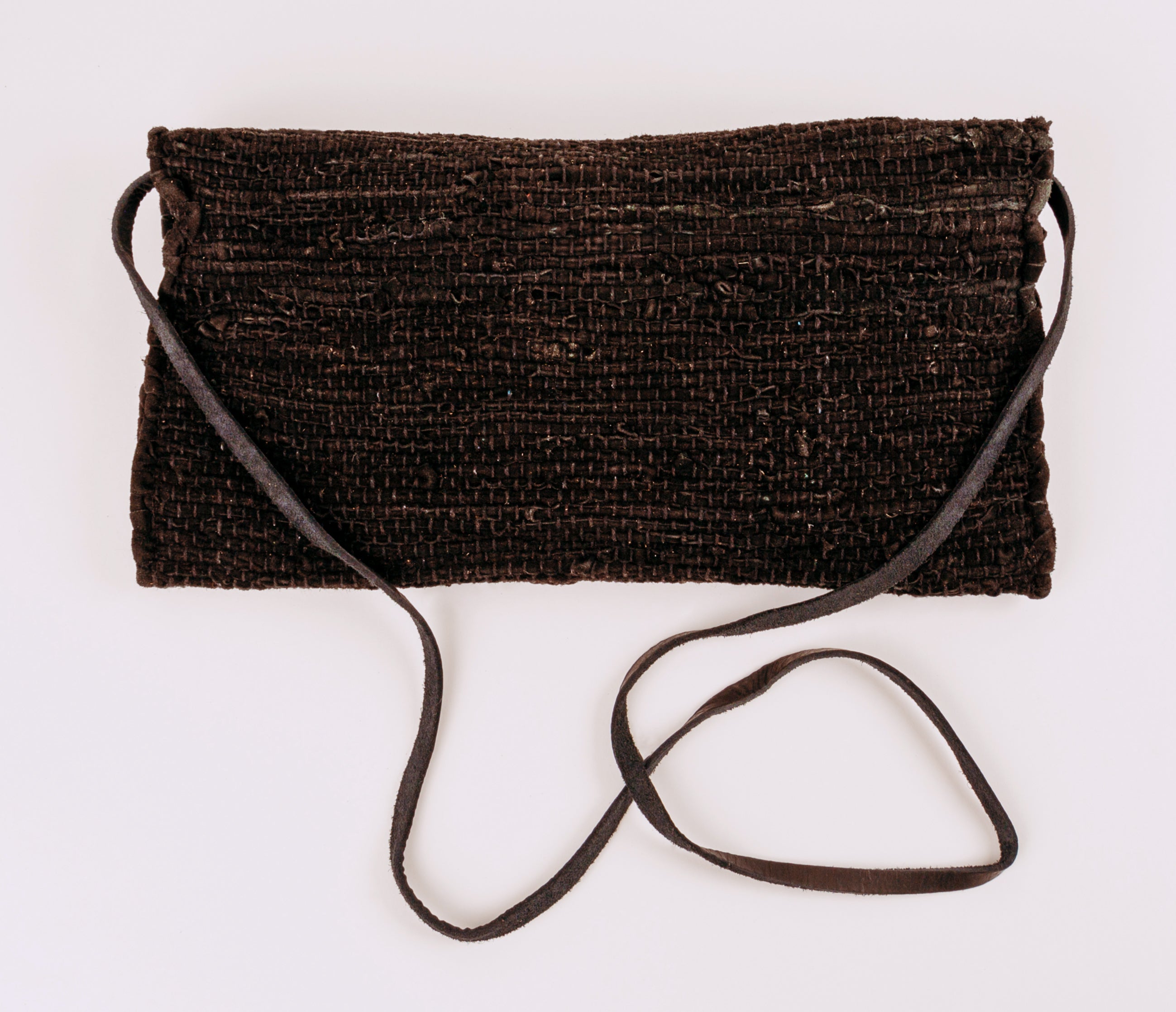 Woven black leather Cross body leather strap