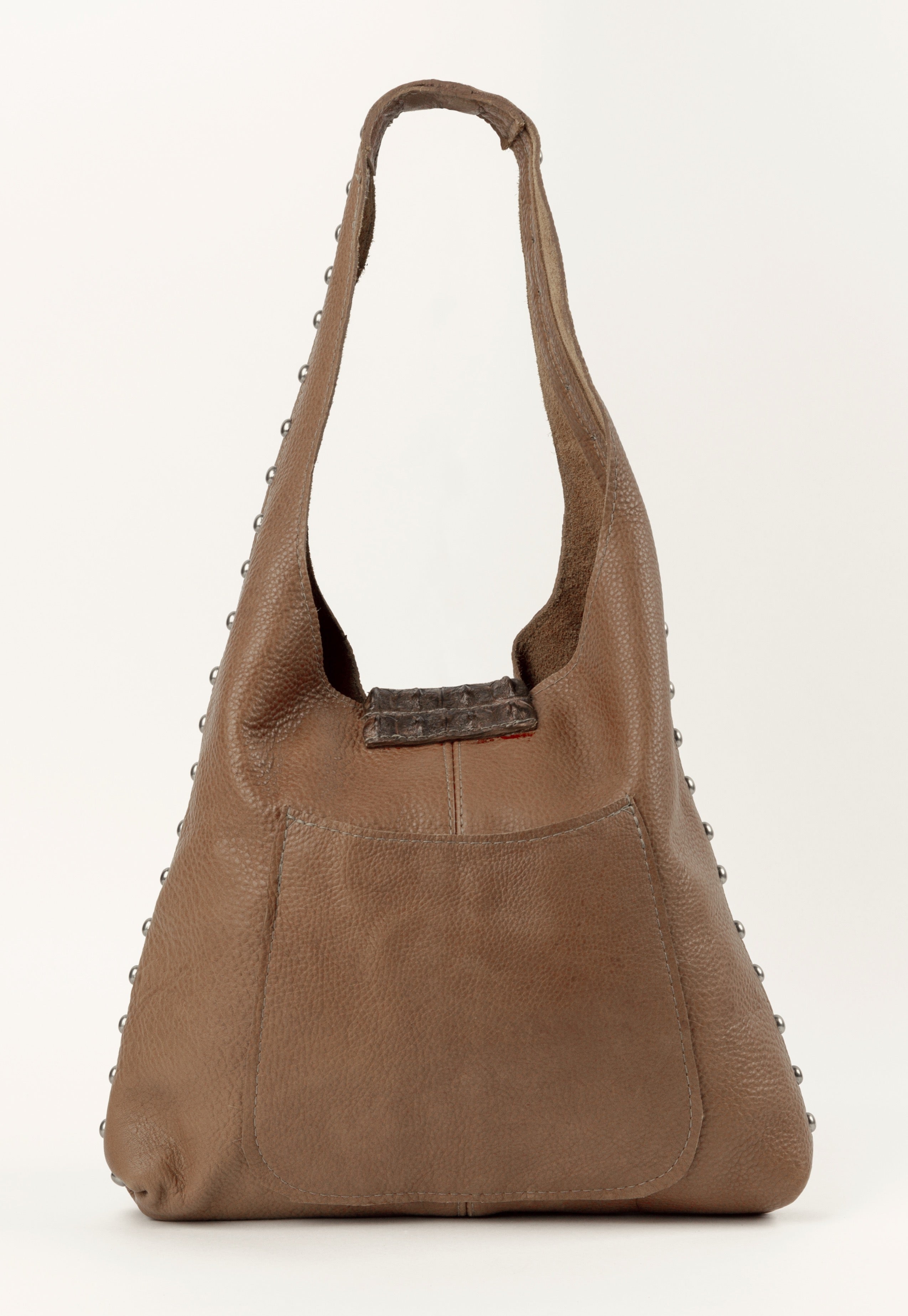 Tan leather short slouch bag