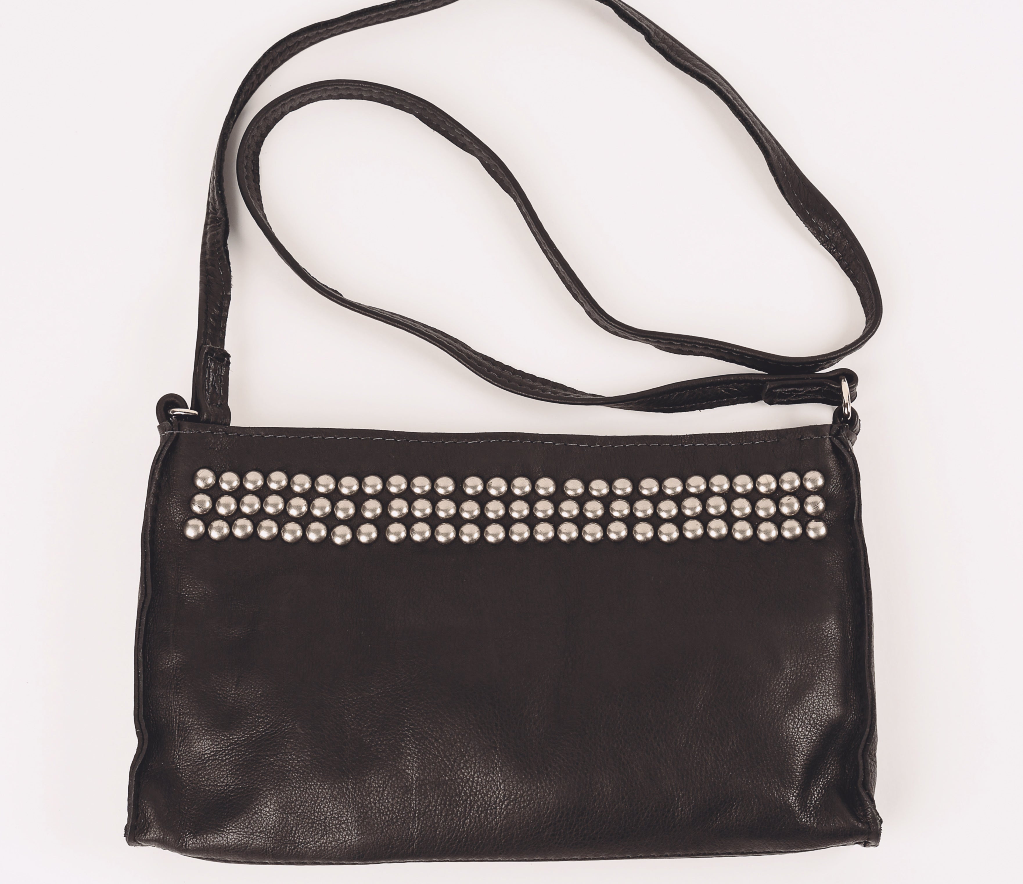 Black leather clutch