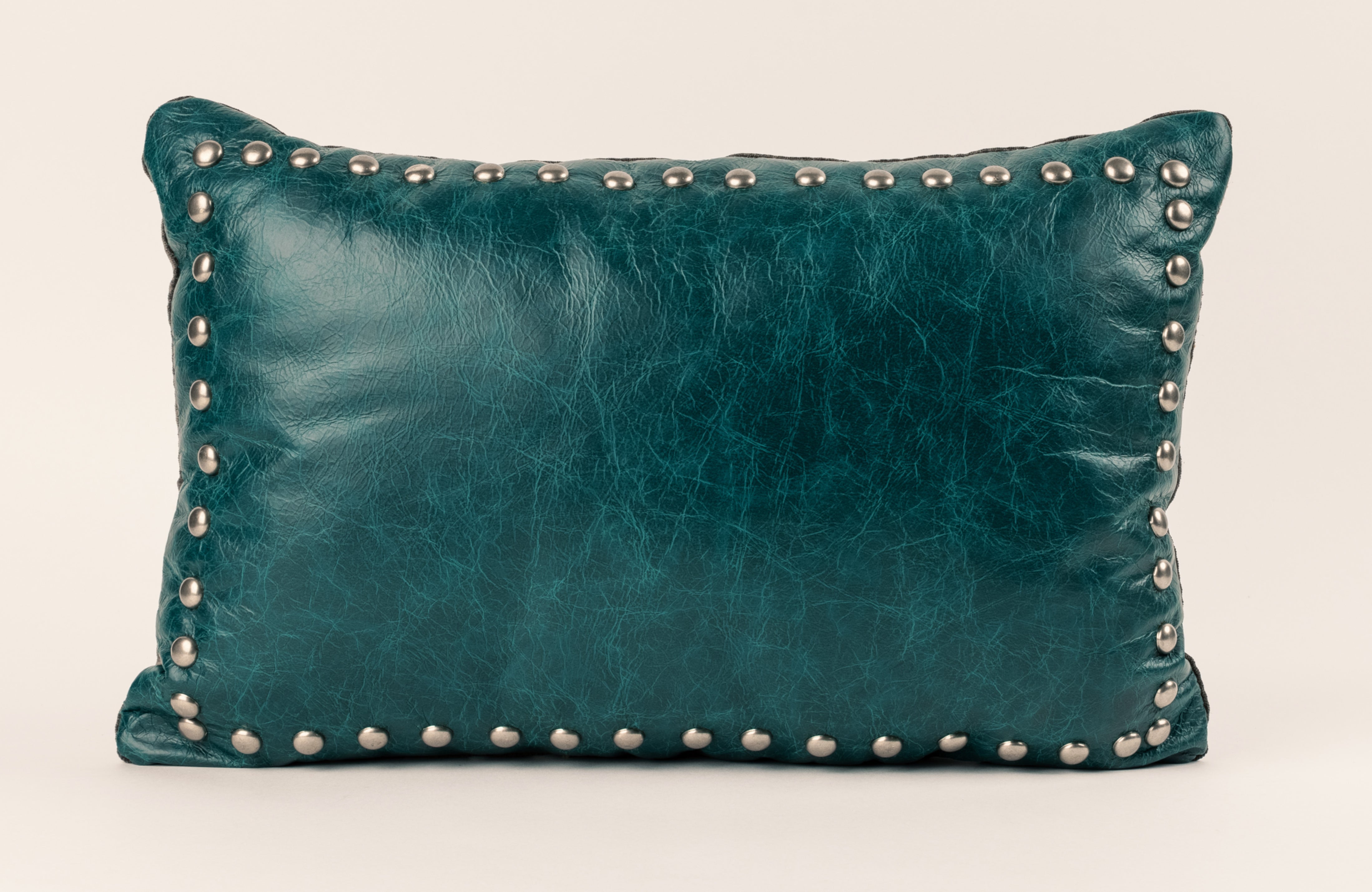 Turquoise color leather front with silver spots