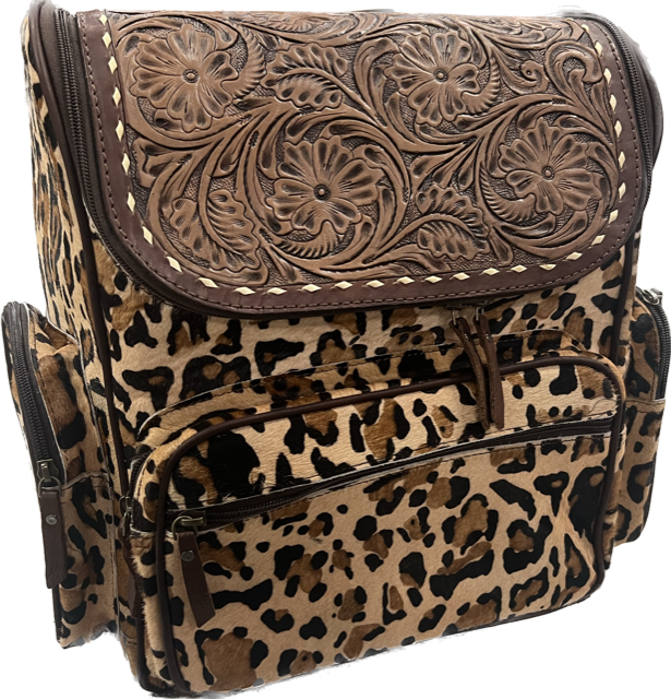 Tooled Leopard print Backpack