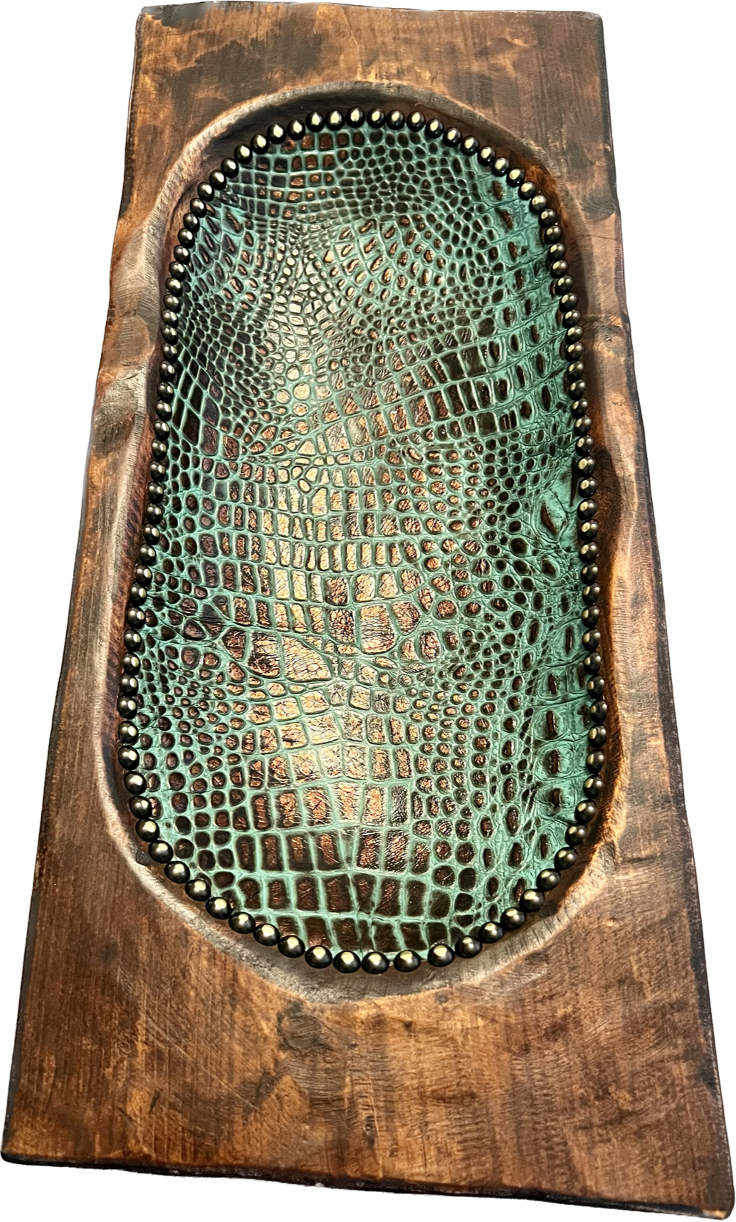 Turquoise Leather Inlay